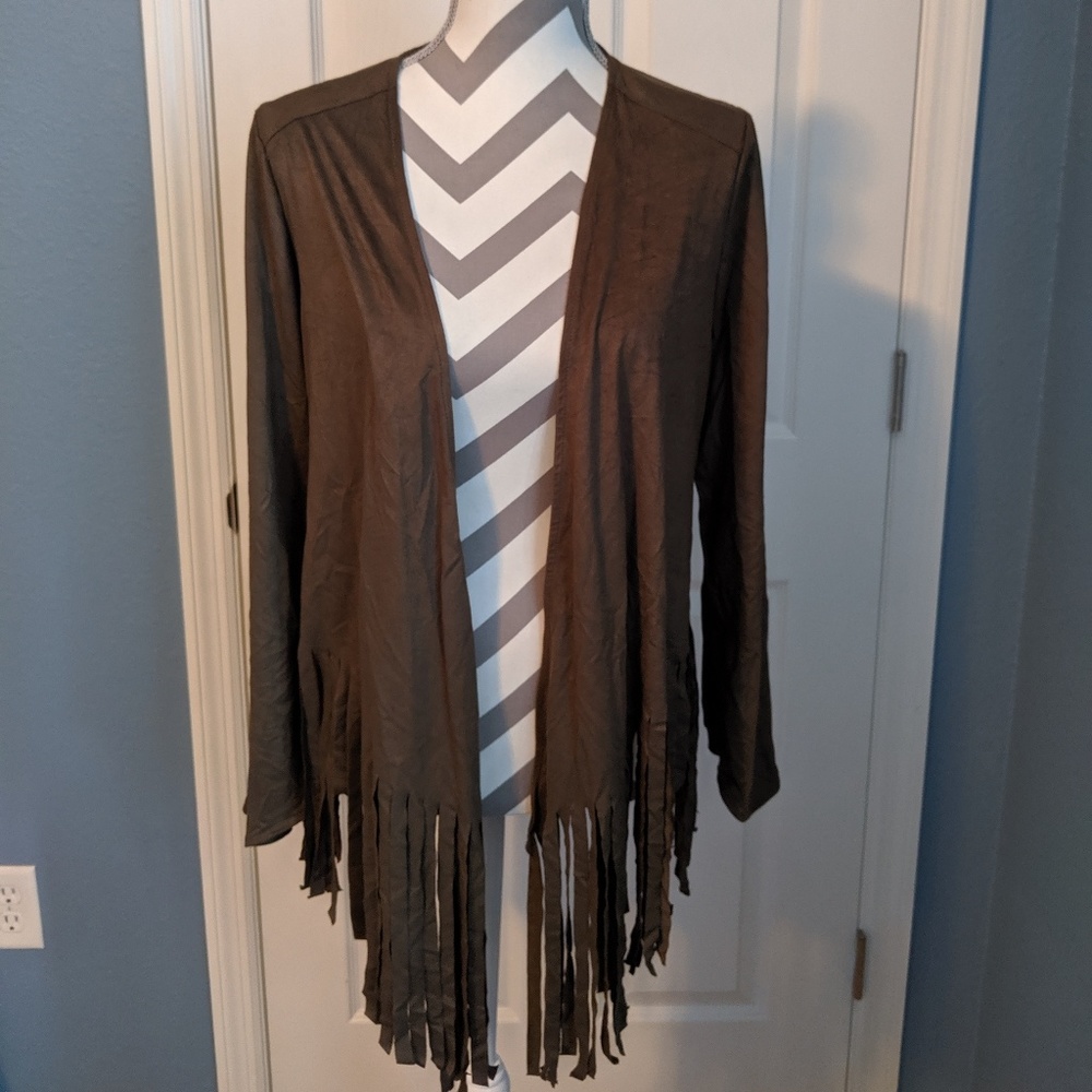 Olive Suede Cardigan